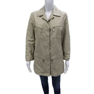 Ramosport Womens Beige Military Jacket Long Sleeve Button Size 2